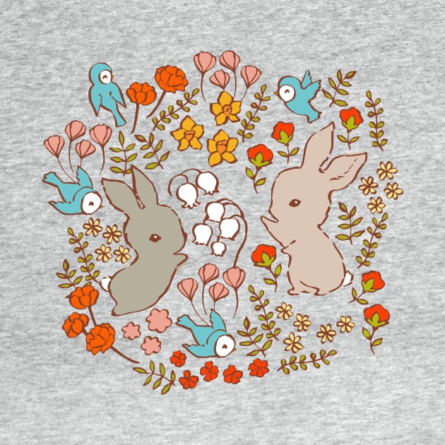 Vintage Bunnies in Spring by Cecilia Mok